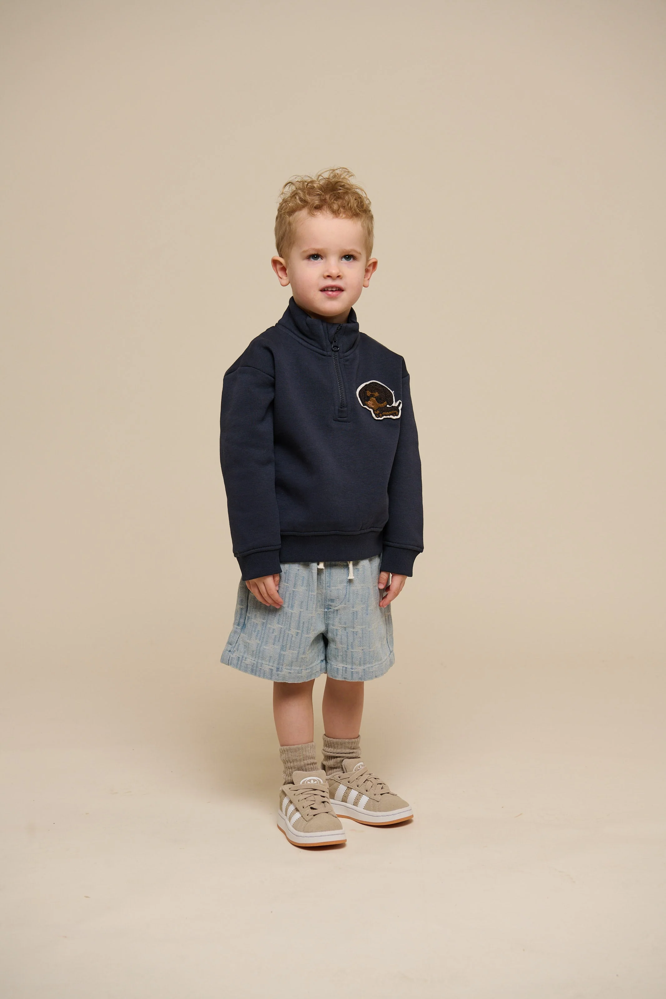 Sweatshirt met halve rits - Kids - Navy | 100806 Tristan