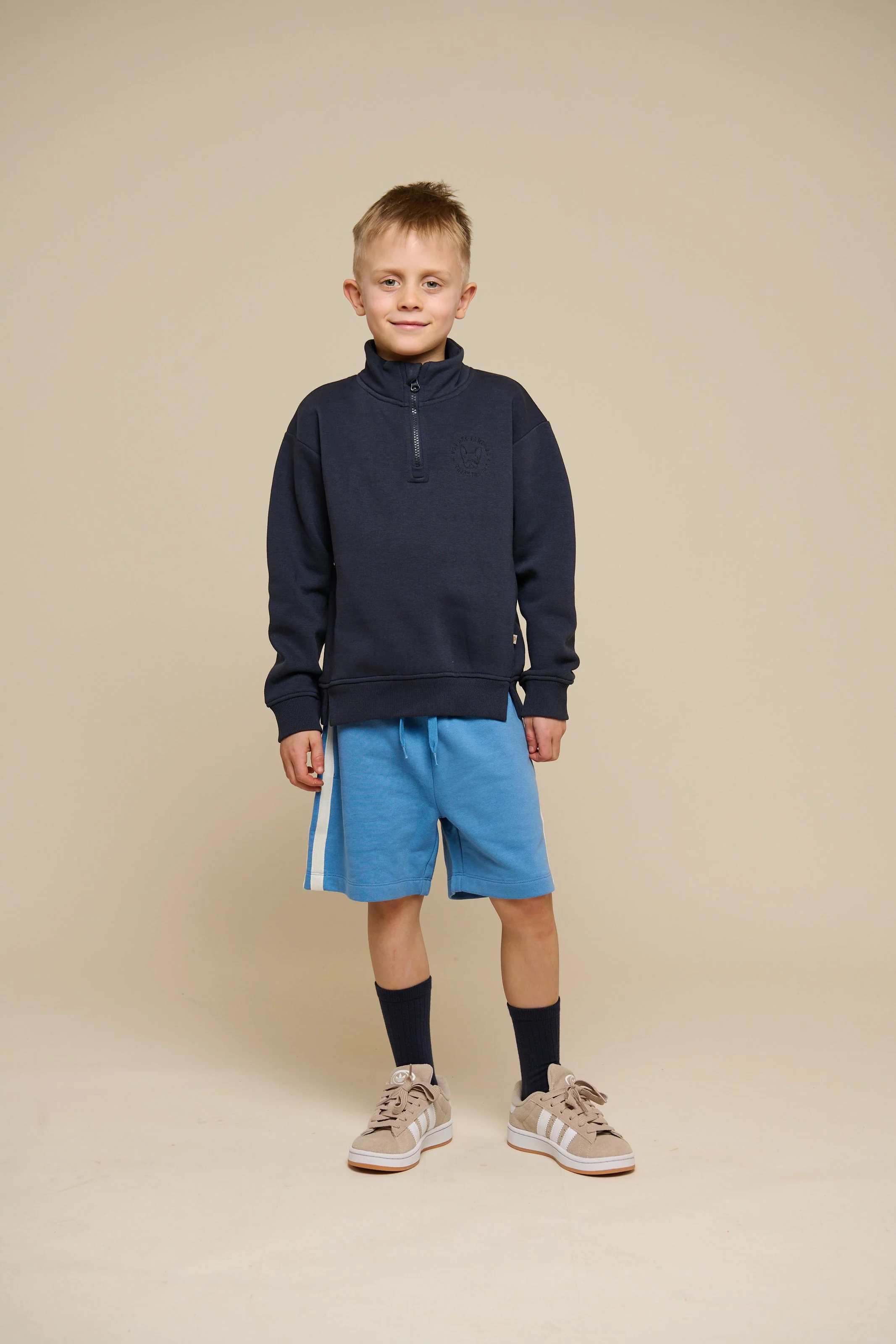 Sweatshirt met halve rits - Tween - Navy | 100807 Tristan