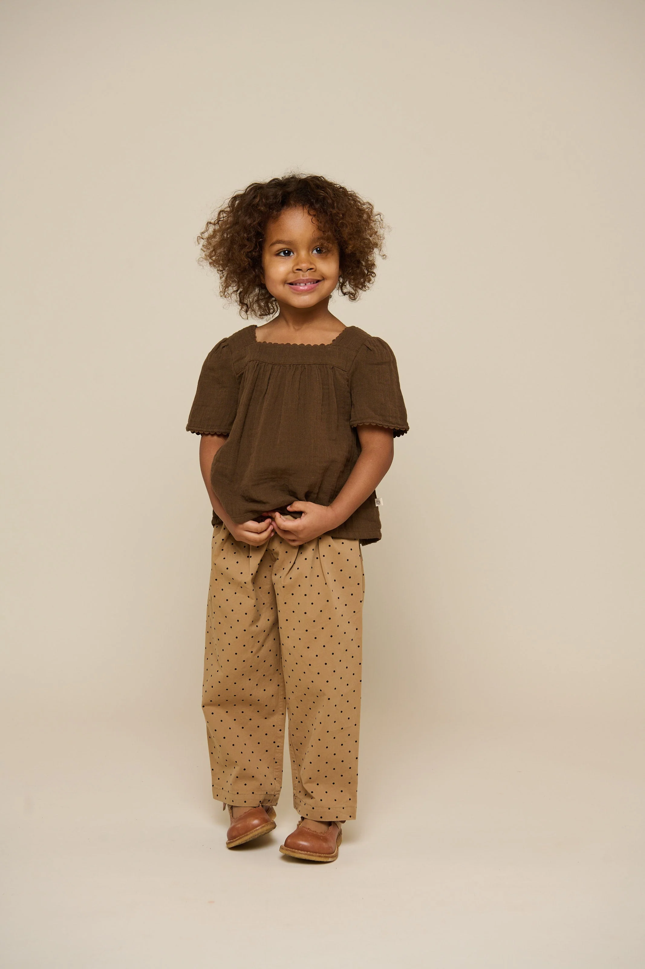 Twill broek met stip - Kids - Beige | 100614 Iris - Image 2