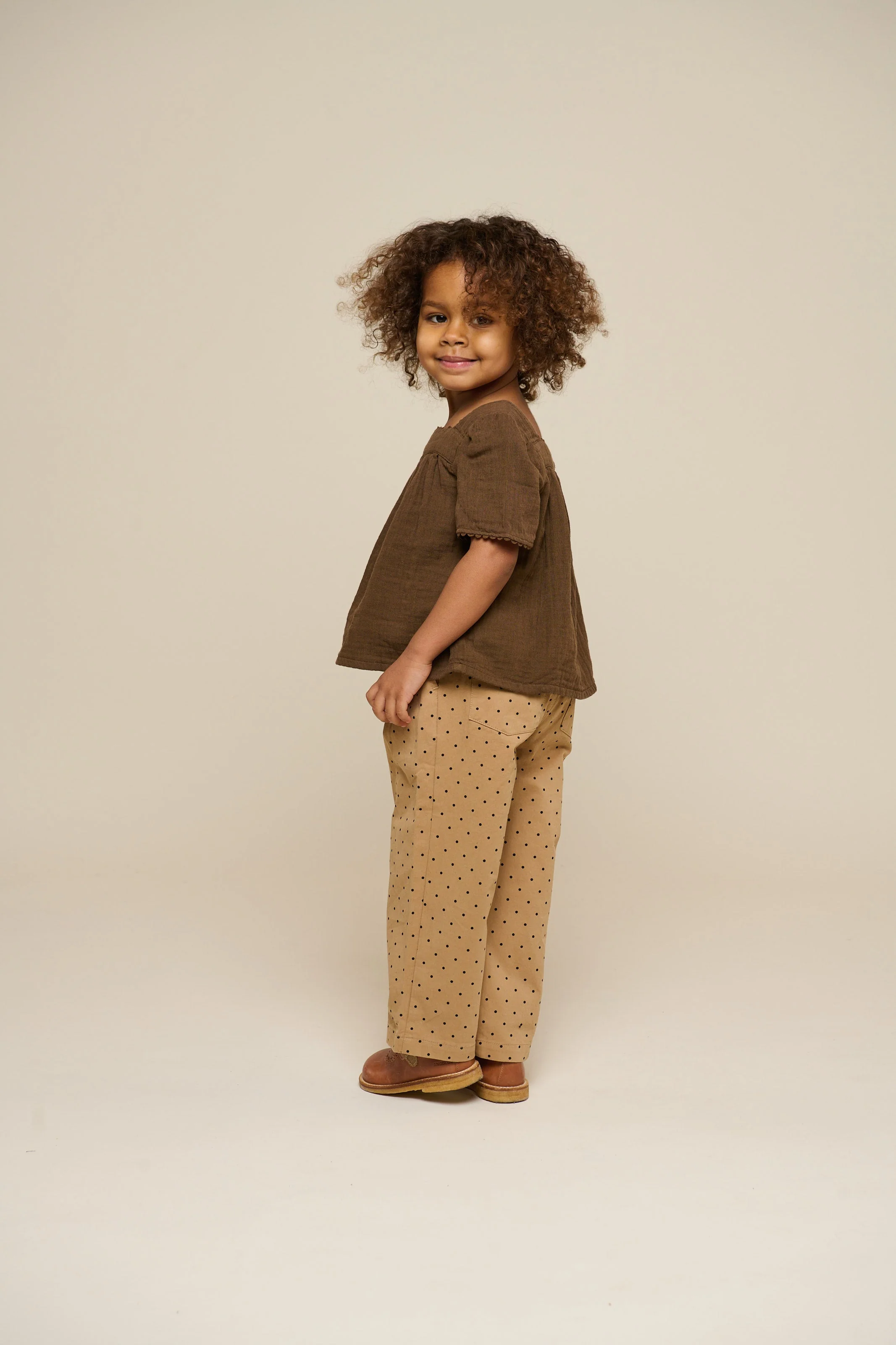 Twill broek met stip - Kids - Beige | 100614 Iris - Image 4