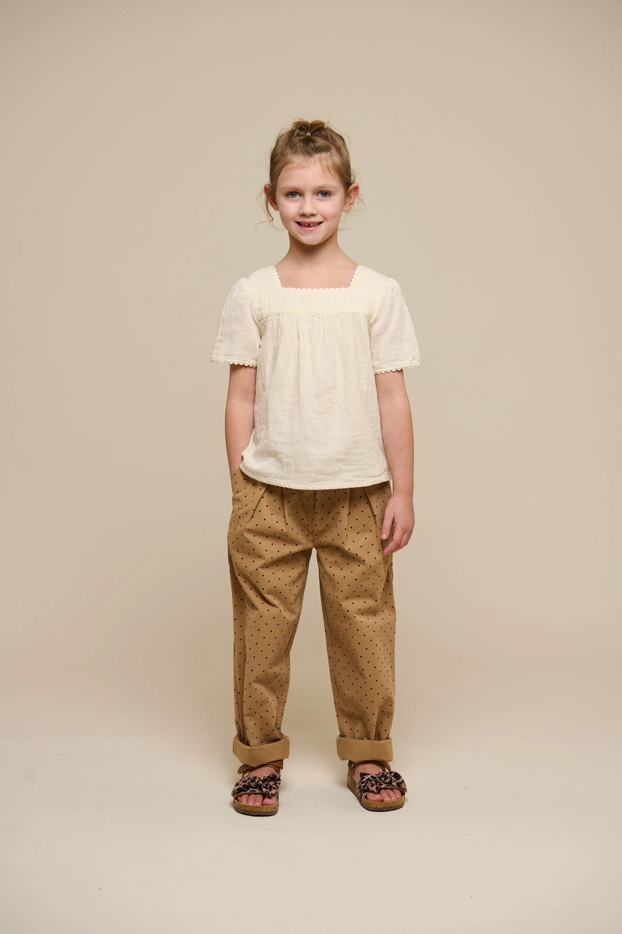 Twill broek met stip - Tween - Beige | 100615 Iris - Image 2