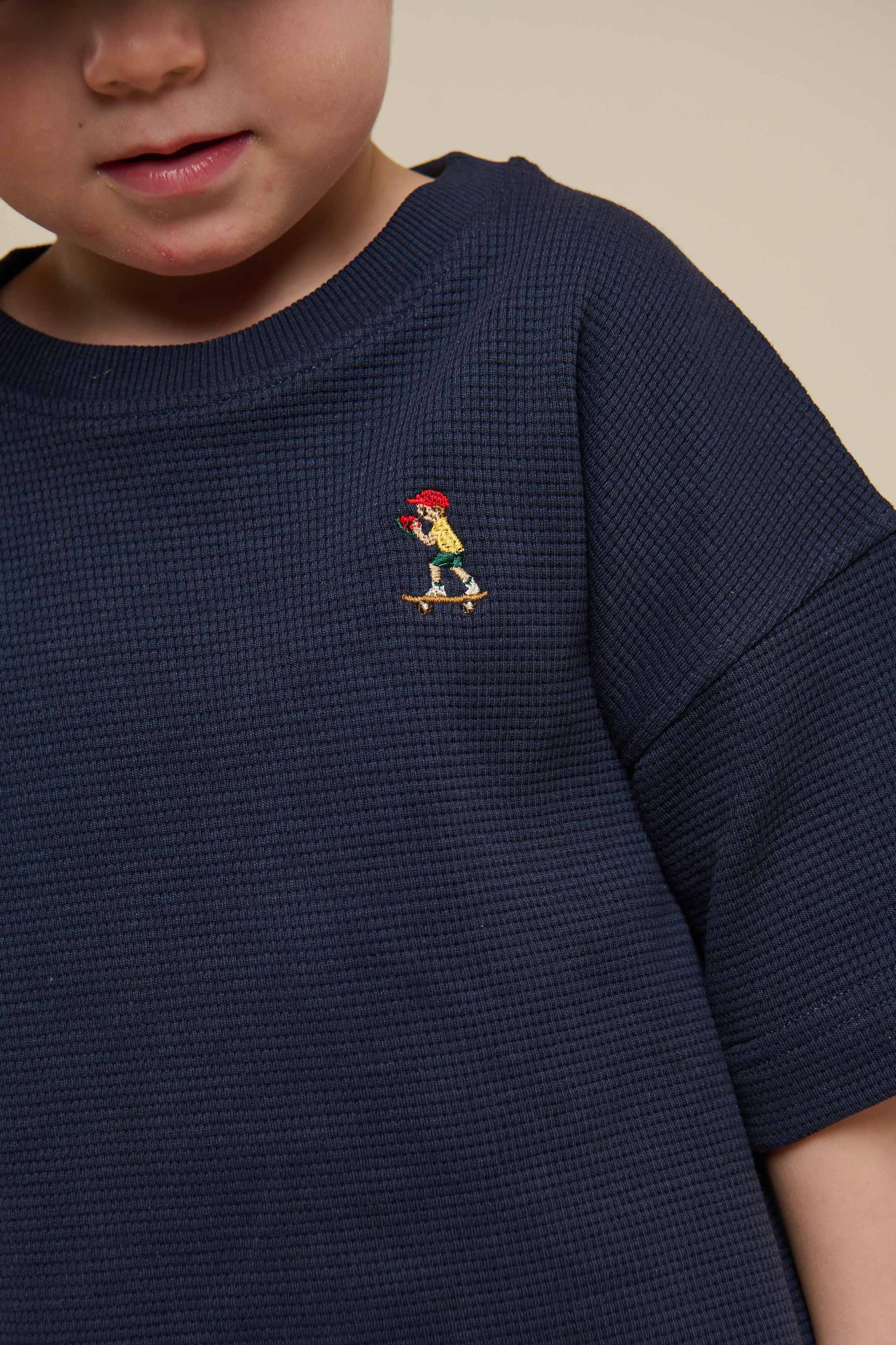 Wafel T-shirt - Kids - Navy | 101152 Evan - Image 3